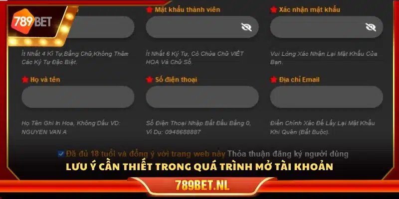 Lưu ý cần thiết khi đăng ký 789Bet